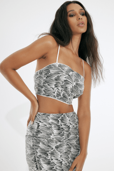 Printed Sequin Cropped Top