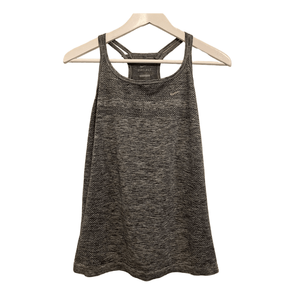 Nike harmaa Dri-Fit juoksutoppi, hihaton treenipaita, koko M