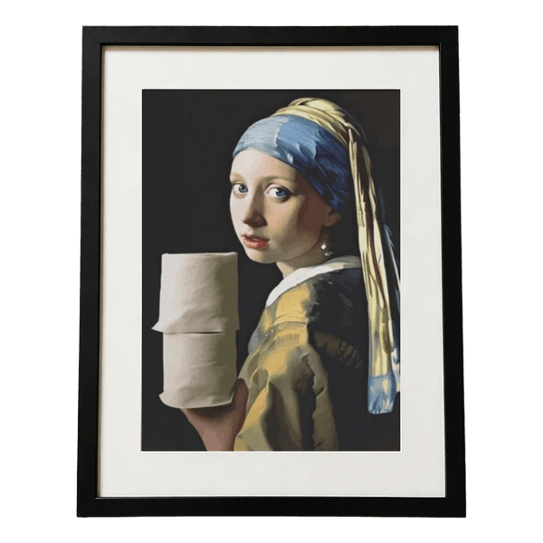 Girl with a Pearl Earring Toilet Paper Parody Canvas Art – 30x40 cm
