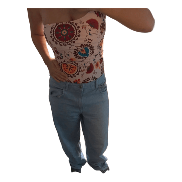 Mønstret one-shoulder badedragt