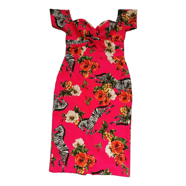 Pink floral zebra dress