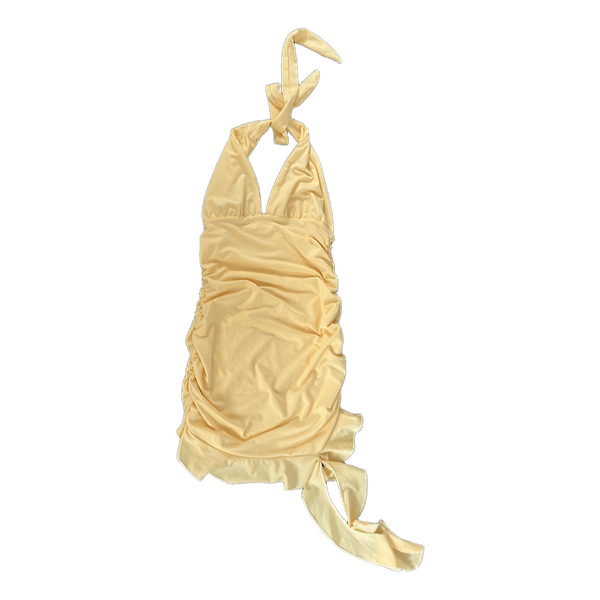 Gul halterneck minikjole