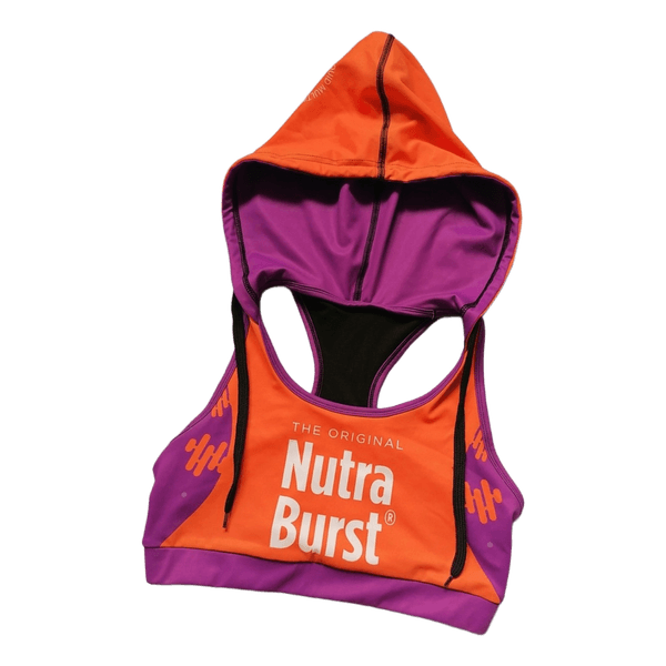 Orange purple hooded sports top