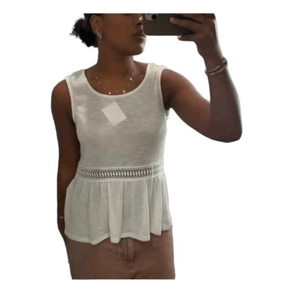 Hvid ærmeløs peplum top