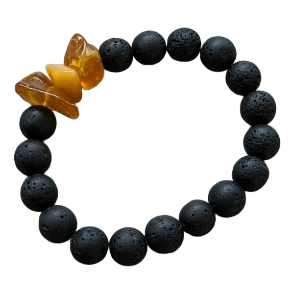 Lava stone amber bracelet
