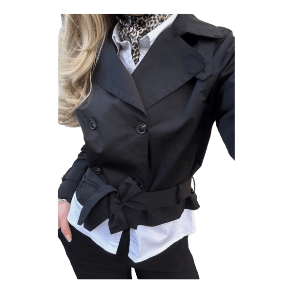 Black cropped trench jacket