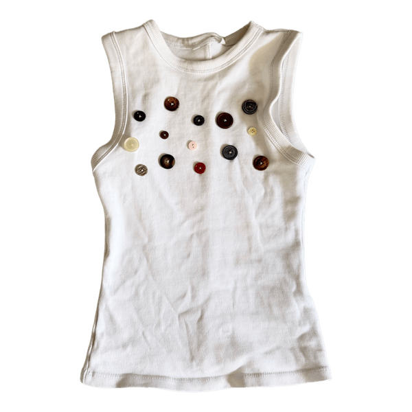 Hvid Zara ribbet tanktop med knapper