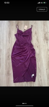 Purple satin midi dress