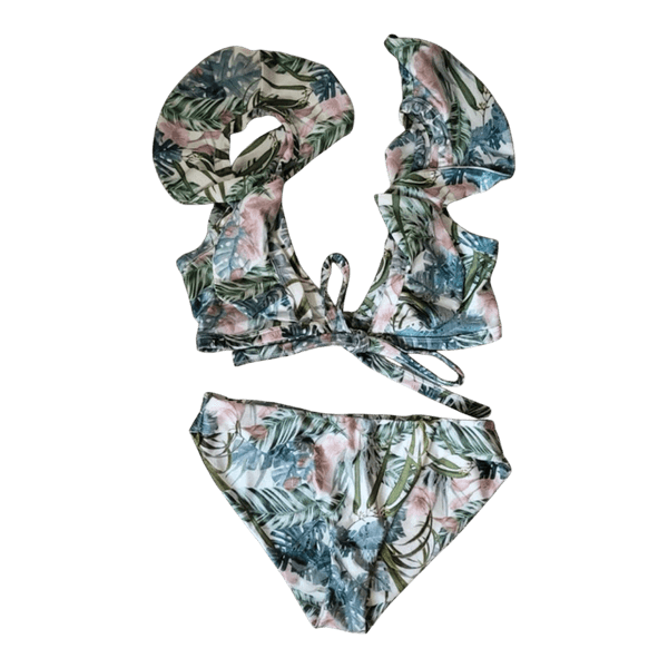 Tropical print bikini set