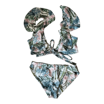 Tropical print bikini set