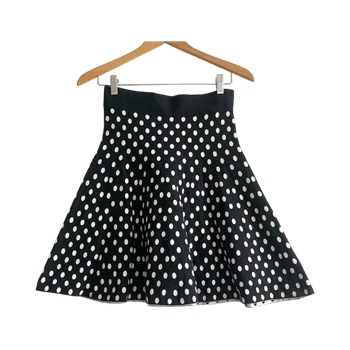 Maeve Anthropologie Knit Polka Dot High Waist Circle Skirt Black White XS