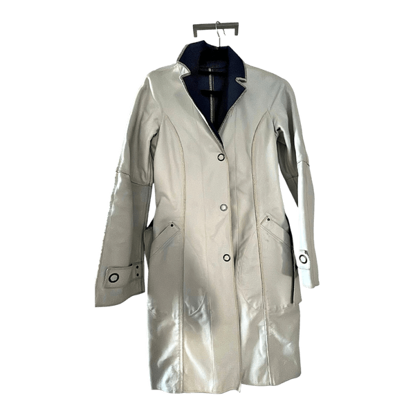 Beige leather coat reversible