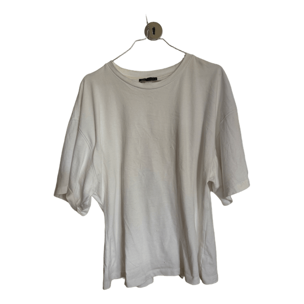 Hvid Zara t-shirt med lynlås