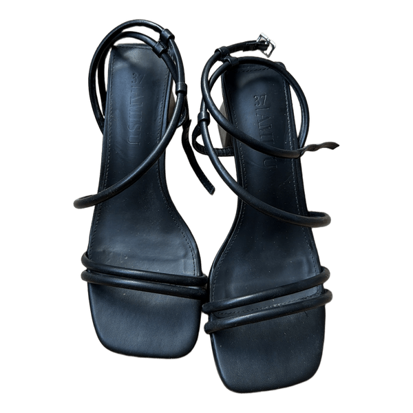 Black block heel sandals