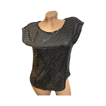 Sinsay Black sequined short-sleeve top