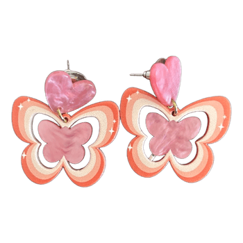 Butterfly heart dangle earrings