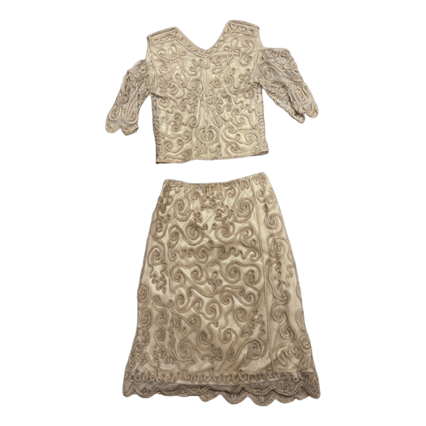 Gold two piece skirt set