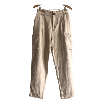 ZARA Beige Linen Pants EU 34 High Waist Lightweight Minimalist