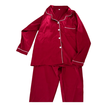 Red satin pajama set