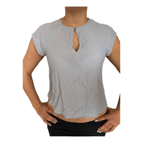 Light blue keyhole blouse