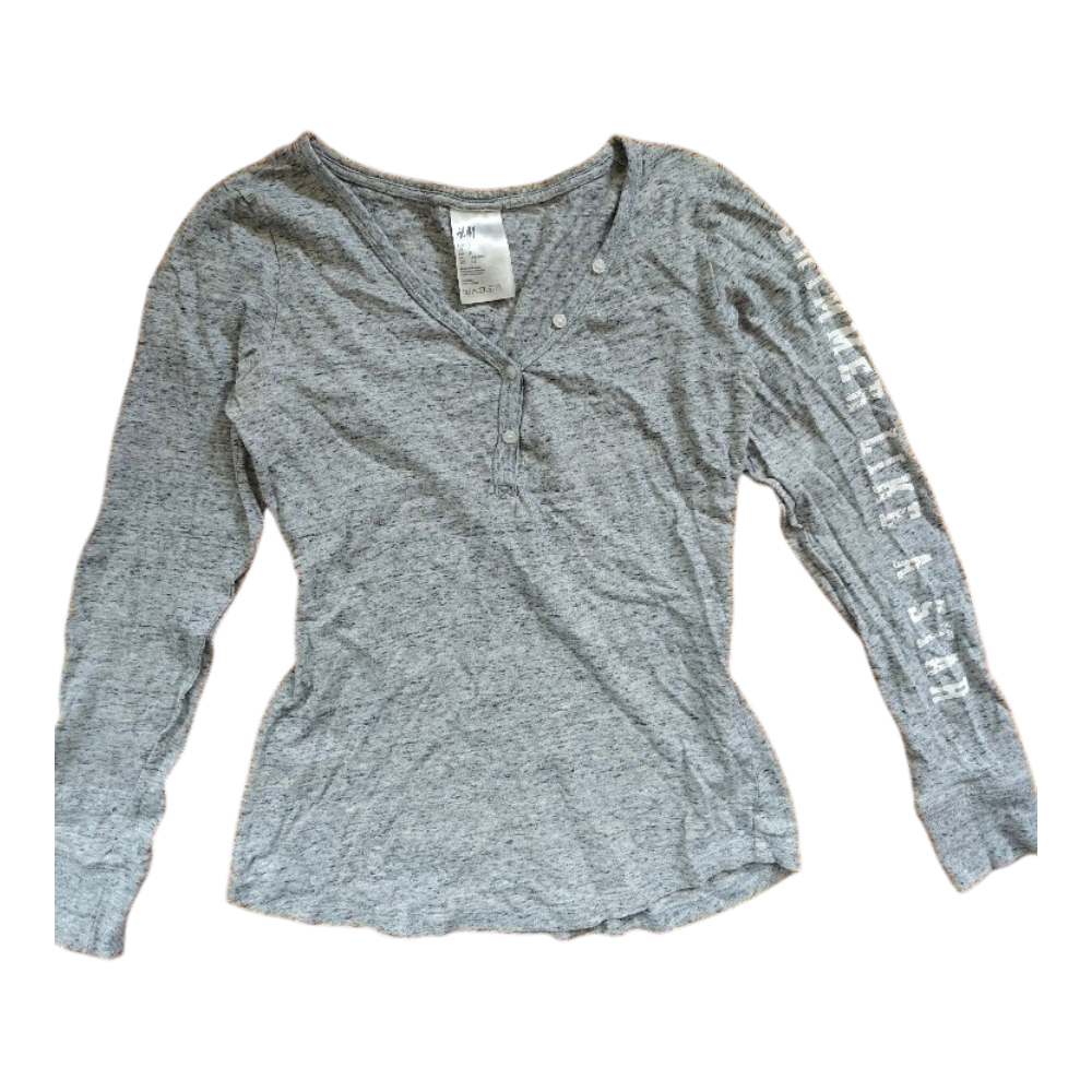 Grey buttoned long-sleeve top