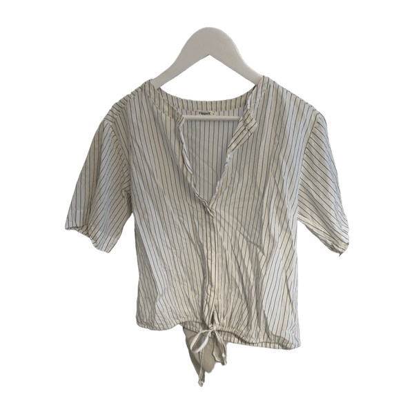 White striped short sleeve blouse