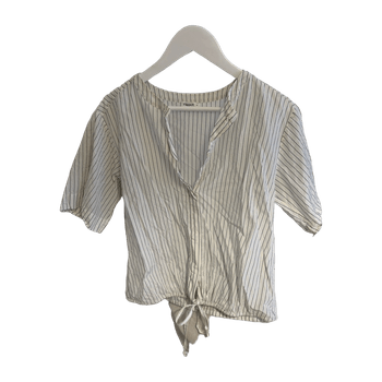 White striped short sleeve blouse