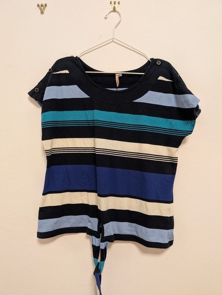 Striped tie-front top
