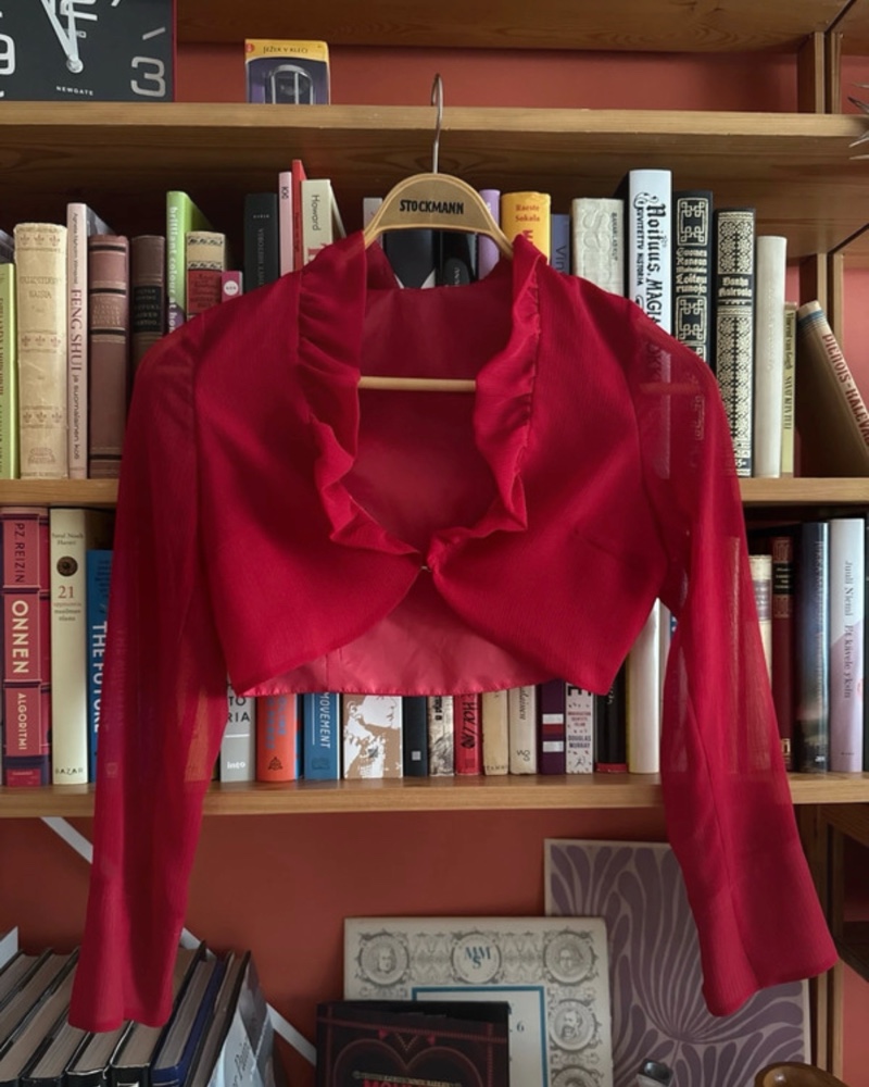 Vintage red ruffle bolero