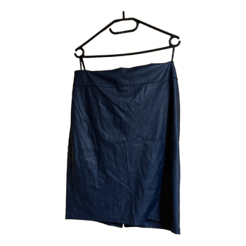 Navy faux leather skirt