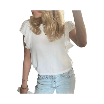 White ruffle sleeve top
