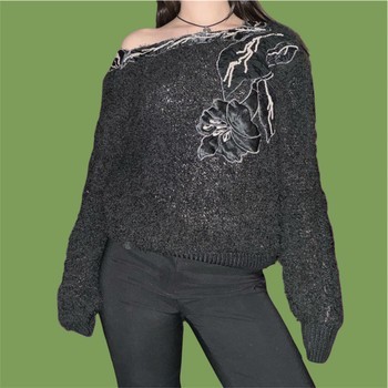 Vintage unique black embellished sweater