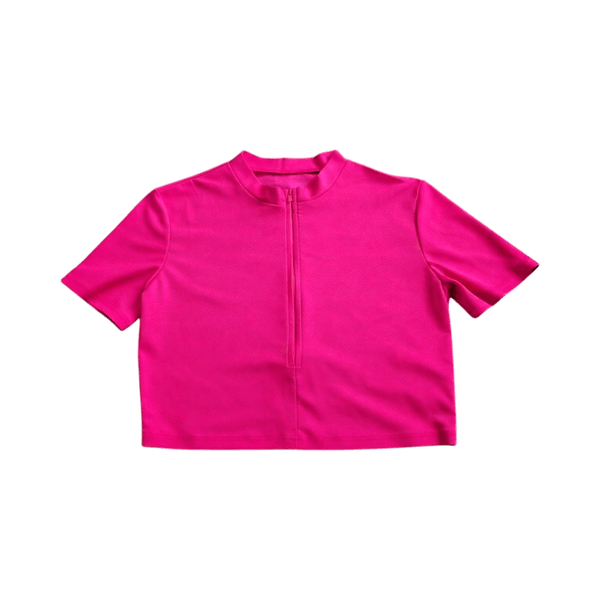 Pink zip-up crop top