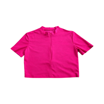 Pink zip-up crop top