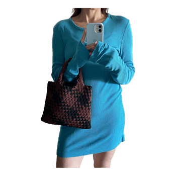 Blue ribbed long-sleeve top