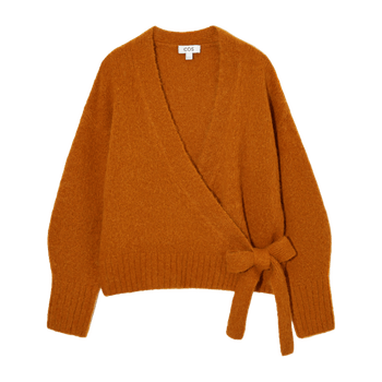 Wool-blend wrap-over cardigan