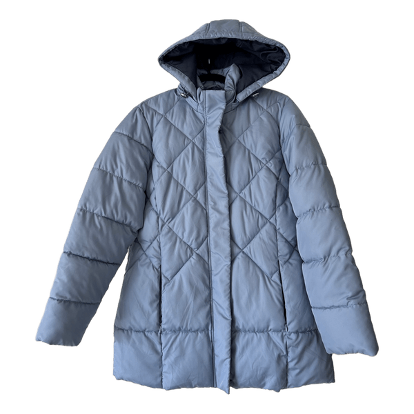 Blue quilted puffer jacket
