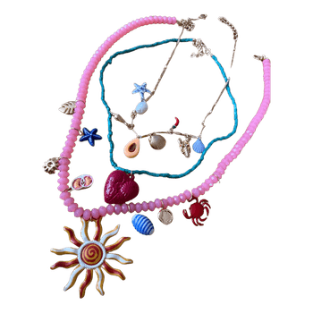 Beaded charm necklace set