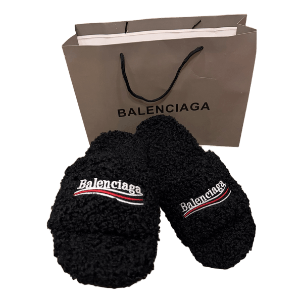 black fleece slippers