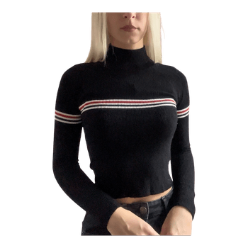 Black striped turtleneck top