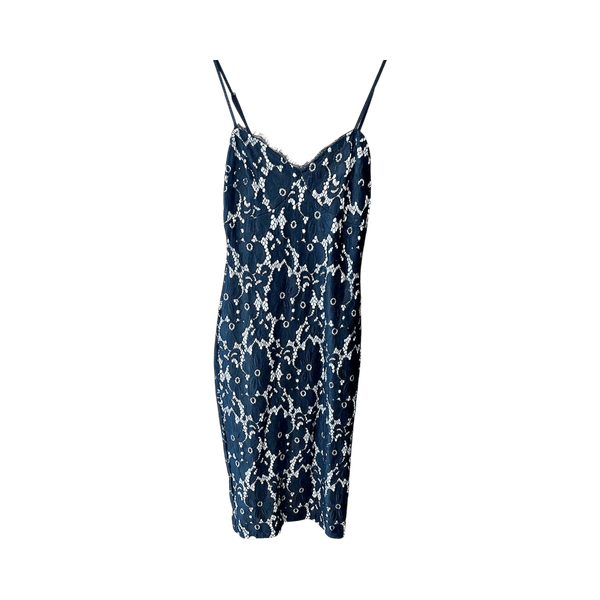 Black lace slip dress