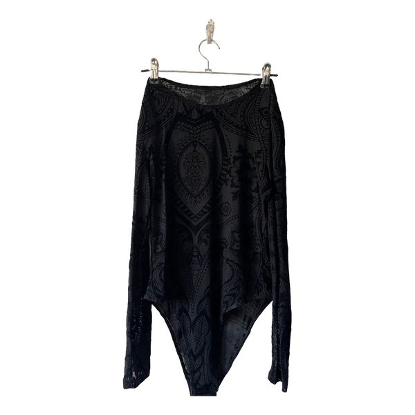 Black patterned mesh bodysuit