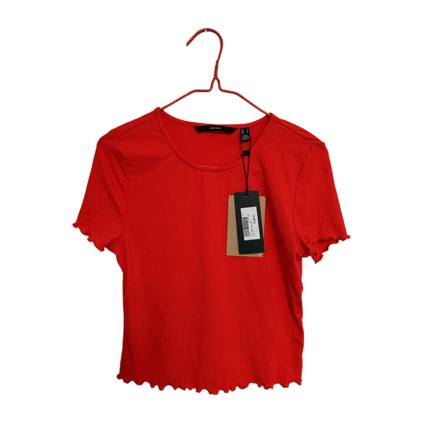 Vero Moda Red ribbed short sleeve top