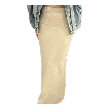 Beige ribbed maxi skirt