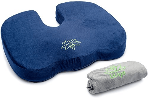 Blue and Gray Office Chair Cushion