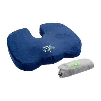 Blue and Gray Office Chair Cushion