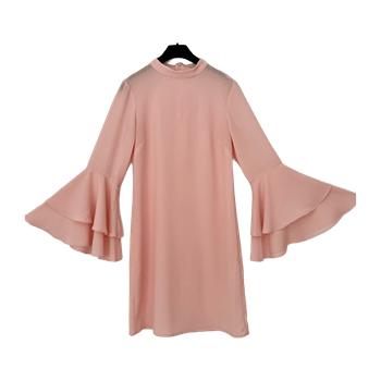 Indiska Light Pink Dress with Layered Trumpet Sleeves