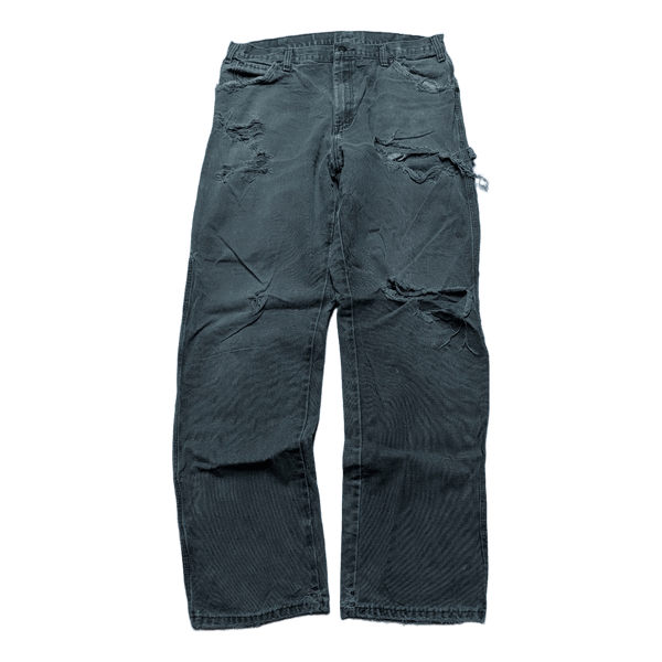 Green distressed work pants
