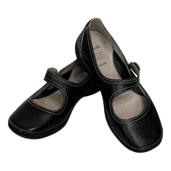 Clarks Mary Jane Ballerina Walking Shoes Black Leather Size 38 Wide Comfort