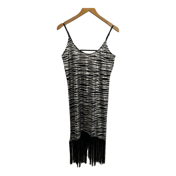 Zebra print fringe dress